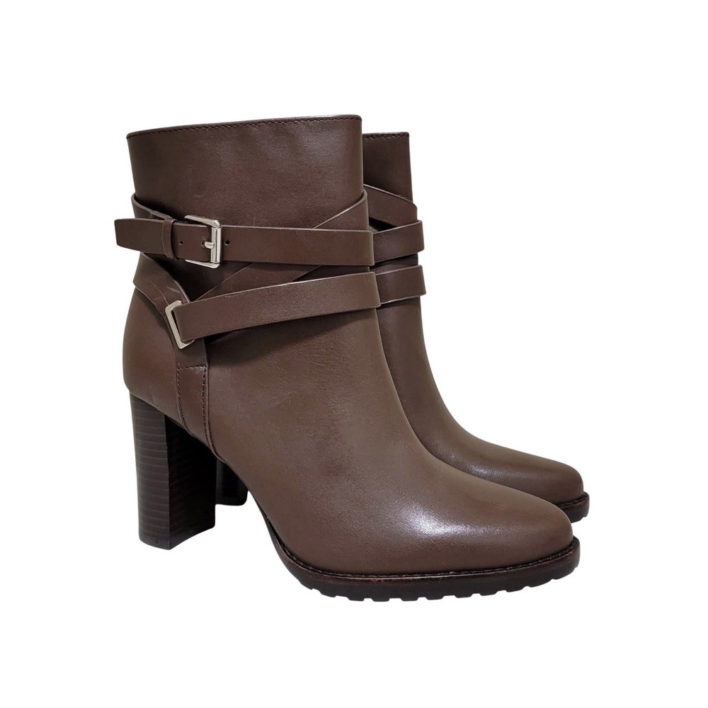 Lauren Ralph Lauren Size-US 9B Women Collins Block Heel Bootie  Brown Leather